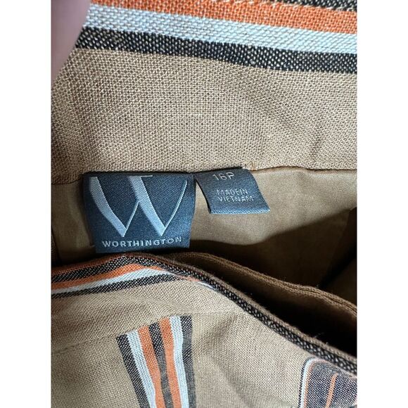 Worthington Women's Long Wrap Skirt Maple Striped Size 16‎ Petite - Picture 3 of 8